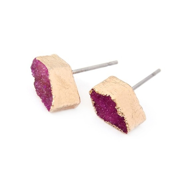 GORGEOUS DRUZY STUD EARRINGS. - Picture 2 of 3